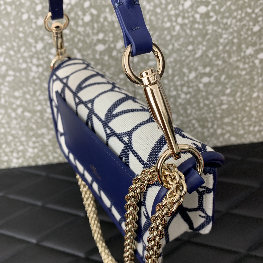 Valentino Garavani Loco Small Shoulder Bag in Blue Toile Iconographe